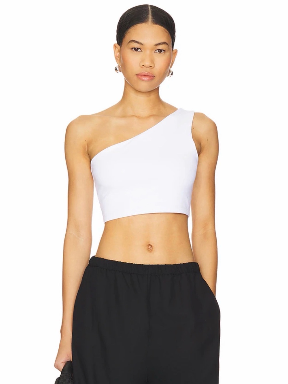 Susana Monaco White One-Shoulder Crop Top
